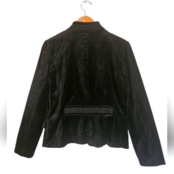 Mossimo Black Velvet Military Gothic Steampunk Gold Button Jacket Size L - Picture 2 of 8